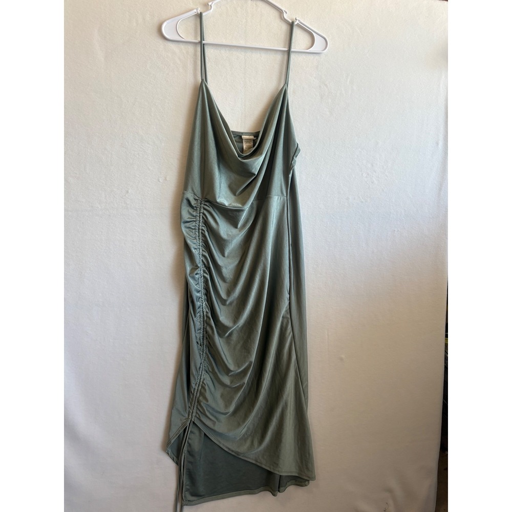 ELH‎ Studio Sage Green Cowl Neck Ruched Midi Dress NWT Size Large DK1146